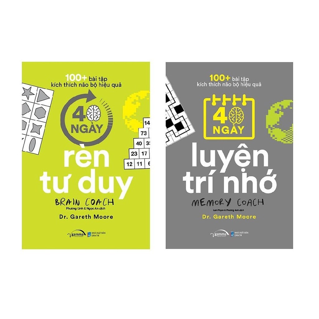 Sách - Combo 100+ Bài Tập Kích Thích Não Bộ Hiệu Quả : 40 Ngày Luyện Trí Nhớ + 40 Ngày Rèn Tư Duy (Gamma)