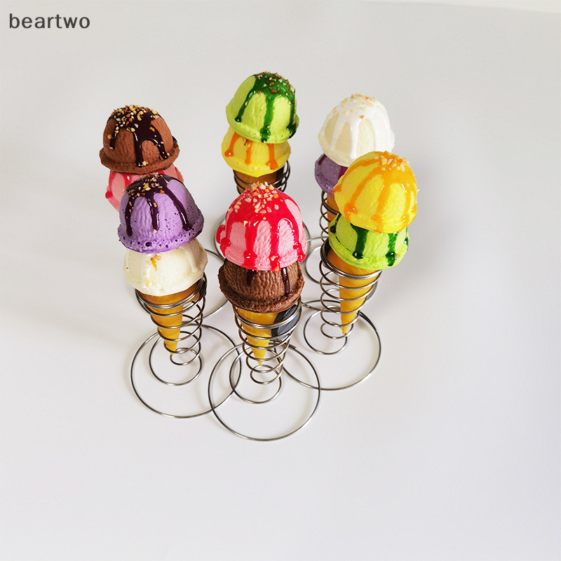< Beartwo > 1 Cái Giá Đỡ Nón Đứng Kem Giá Chiên Pháp Vách Ngăn Hiển Thị Cuộn Nón Giỏ Kim Loại Khoai Tây Chiên Tay Phục Vụ Thép Không Gỉ Pizza Đẹp