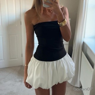 Phụ Nữ Dây Mini Đầm Mùa Hè Màu Trơn Puff Bong Bóng Đầm Dự Tiệc Cho Cocktail Đi Biển Dạo Phố