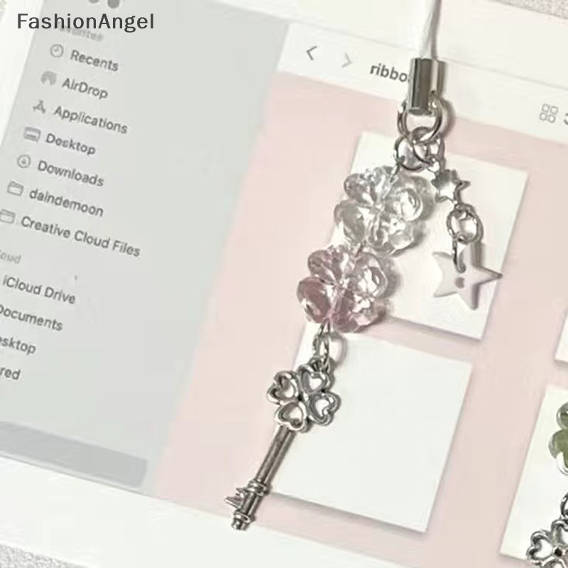 FashionAngel Handmade May Mắn Đính Hạt Dây Xích Điện Thoại Bốn Lá Cỏ Ba Lá Điện Thoại Di Động Ch Nhiều Màu Sắc Móc Khóa Túi Mặt Dây Chuyền Phụ Kiện Trang Sức TH