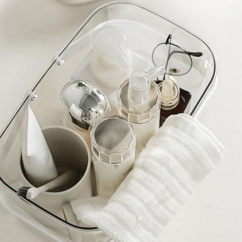Giỏ đựng đồ trong phòng tắm AWNGD, có tay cầm trong suốt Giỏ sắp xếp đáy rỗng, Giỏ bơi di động dễ thoát nước bền bỉ