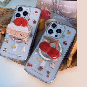 Vỏ cứng trong suốt Tương thích với iPhone 12 12Pro 13 13Pro 13ProMax 14 14Pro 14ProMax 15 15Pro 15ProMax 16 16Pro 16ProMax 17 Pro Max Vỏ nam châm hoa văn bánh rau củ