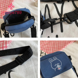 < zhuliye789 > Túi đựng điện thoại bằng vải Canvas dành cho nữ Túi đeo vai in hình hoạt hình Túi xách thời trang thông thường