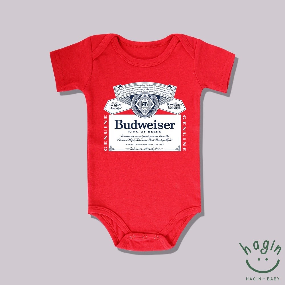 Haginbaby Chủ Đề Thực Phẩm Budweiser Bia Bé Onesie Hàng Tháng Cột Mốc Romper Cho Bé UUI4