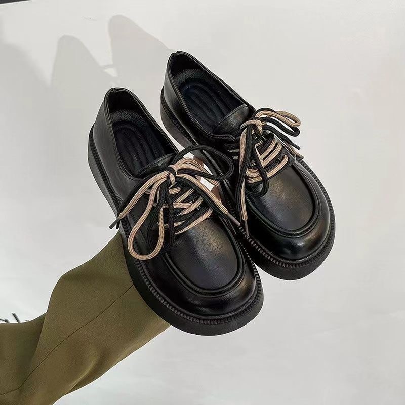 Giày nữ Mary Jane, giày da nữ, giày nữ mũi tròn, đen trắng （cỡ 35-40）