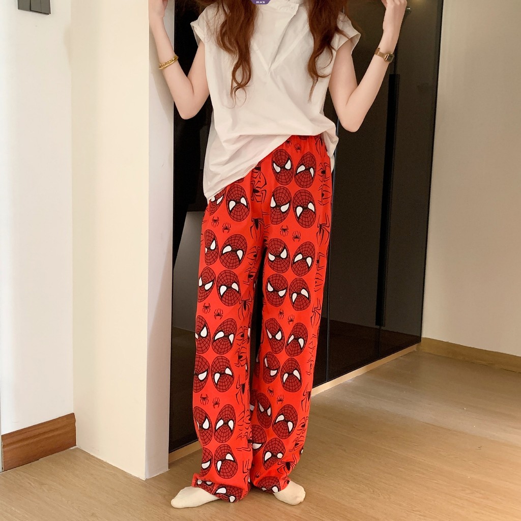 Phiên bản Hàn Quốc của phim hoạt hình Người nhện Pyjama Quần nữ xuân hè dáng rộng tại nhà Quần ngủ giải trí [BL]