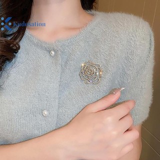 Kudosation Tính Khí Sáng Bóng Kim Cương Giả Hoa Thổ Cẩm Tinh Tế Rỗng Hoa Xòe Cho Nữ Thời Trang Phù Hợp Với Quần Áo Trang Sức Phụ Kiện