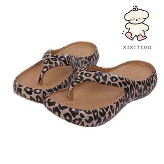 Xixitiao Châu Âu Phong Cách Mỹ Thời Trang Ngoài Trời Flip-Flops Mùa Hè Mềm Đế Dày Thoải Mái Da Báo In Dép