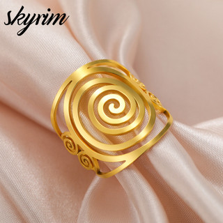 Skyrim Titan Thép Không Gỉ Nhẫn Vàng Hình Xoắn Ốc Có Thể Điều Chỉnh Trang Sức Thời Trang Cho Nữ