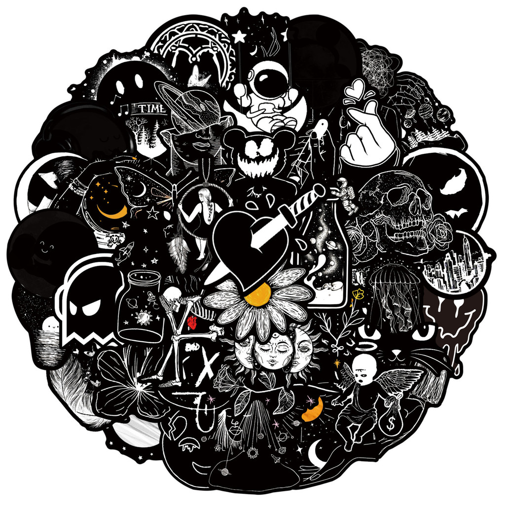 50Pcs/Set Funny HipHop . Black Art Series 01 Stickers DIY Fashion ...
