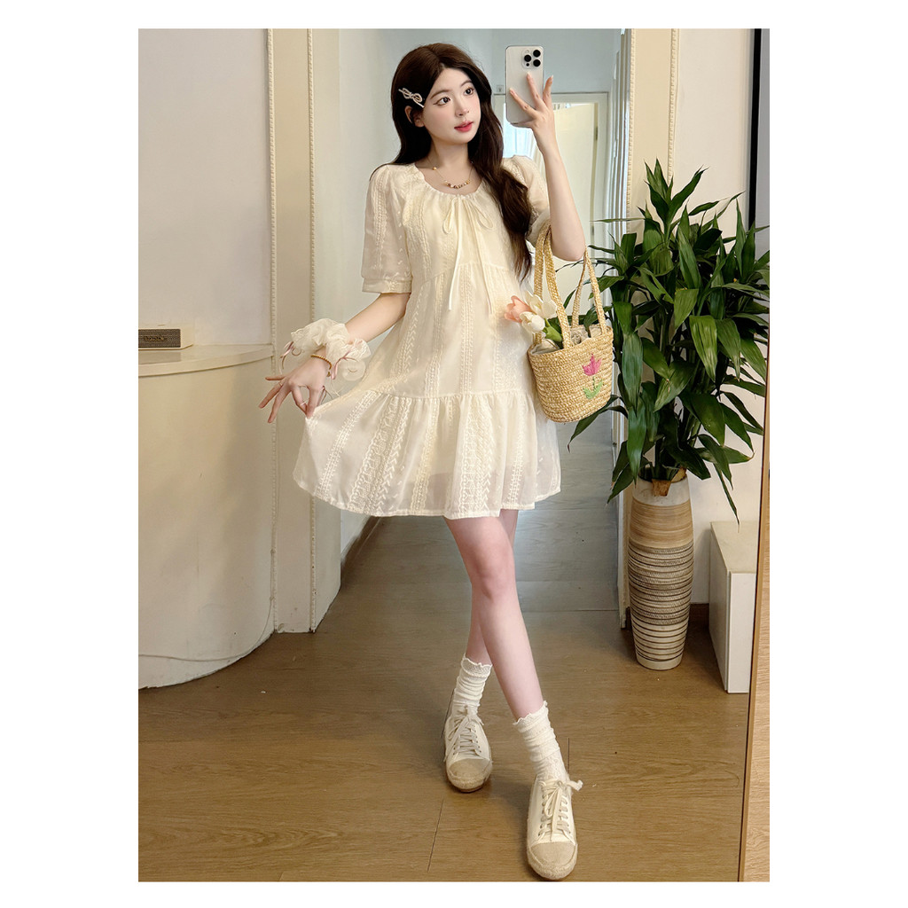 Váy bà bầu thời trang mùa hè Phong cách mới thêu ren cho bà bầu