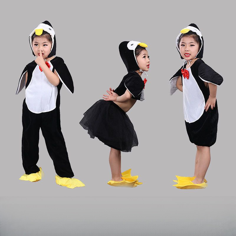 💕Chỗ💕 Quần Áo Trẻ Em Động Vật Múa Trang Phục Quần Áo Cho Bé Gái 3 Đến 14 Tuổi Chim Cánh Cụt Trang Phục Mới Lạ Halloween Giáng Sinh