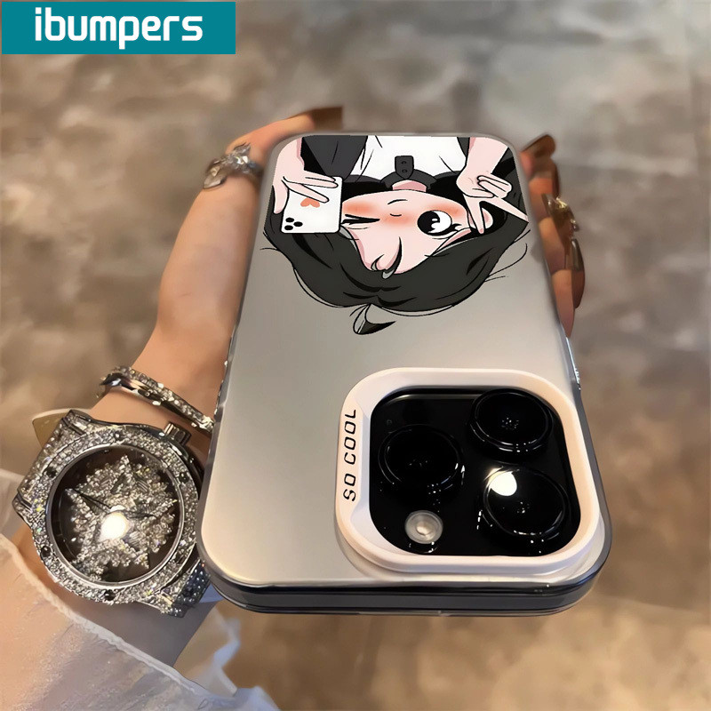ibumpers Ốp Lưng IPhone Dễ Thương Khuôn Viên Cặp Đôi Họa Tiết Ốp Điện Thoại IMD Cứng Trơn Chống Bẩn Chống Sốc Cho IPhone 16 15 14 12 13 11 Pro Max