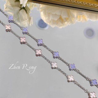 Châu Âu Mỹ ins Phong Cách Mới Mini Hồng Fritillary Sáu Hoa Bốn Lá Vòng Tay Cỏ Ba Lá Nữ