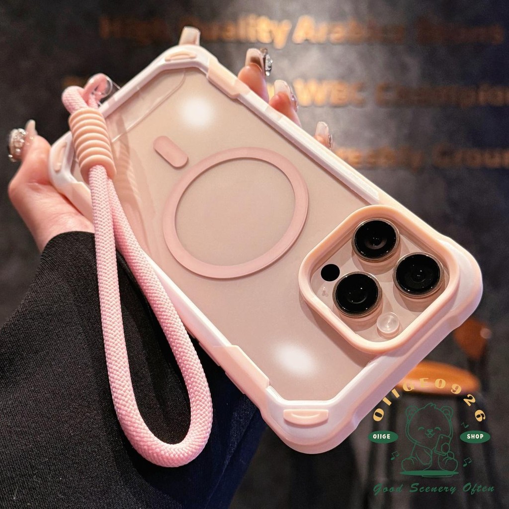 [Vỏ dây buộc] Vỏ điện thoại acrylic từ tính chống rơi iphone16 Pro Max 15 14 13 12 11 cho vỏ iPhone vỏ mềm TPU chống sốc