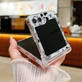 Họa Tiết Hoạt Hình Trong Suốt Vỏ Điện Thoại Cho Samsung Galaxy Z Flip 6 Flip 5 Flip 4 5G Full Bản Lề Cứng PC Gấp Dành Cho Samsung Z Flip 6 5 4 3