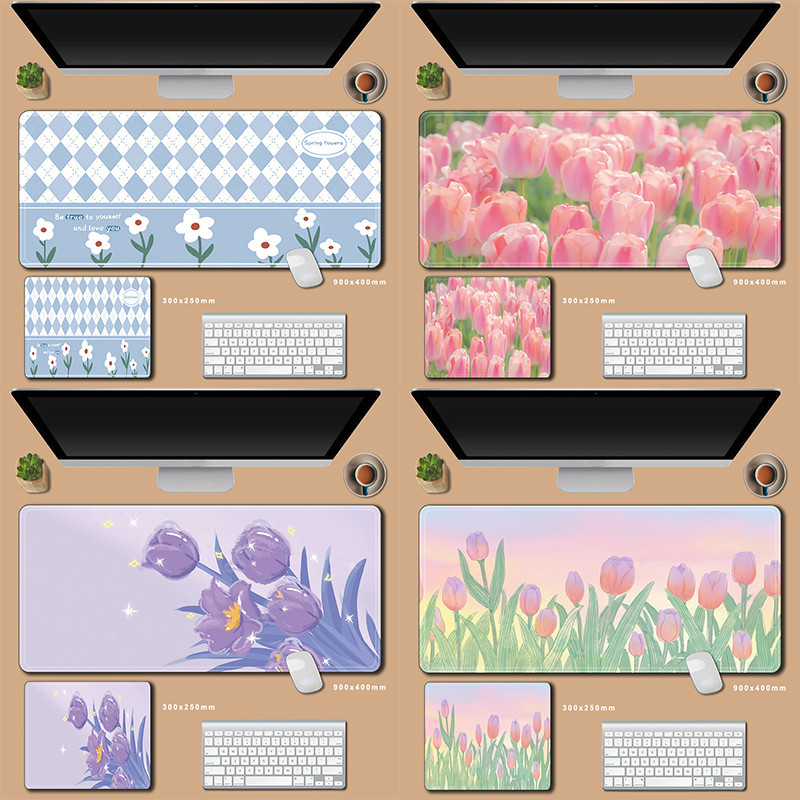 Lớn Hoa Tulip Miếng Lót Chuột Hoạt Hình Họa Tiết Hoa Trò Chơi Chuột Thảm Cao Su Mềm Máy Tính Văn Phòng Để Bàn Phụ Kiện