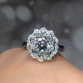 ❤ Original Hai Lớp Hoa 1 Carat Moissanite Nhẫn Nữ Trang Sức Sang Trọng