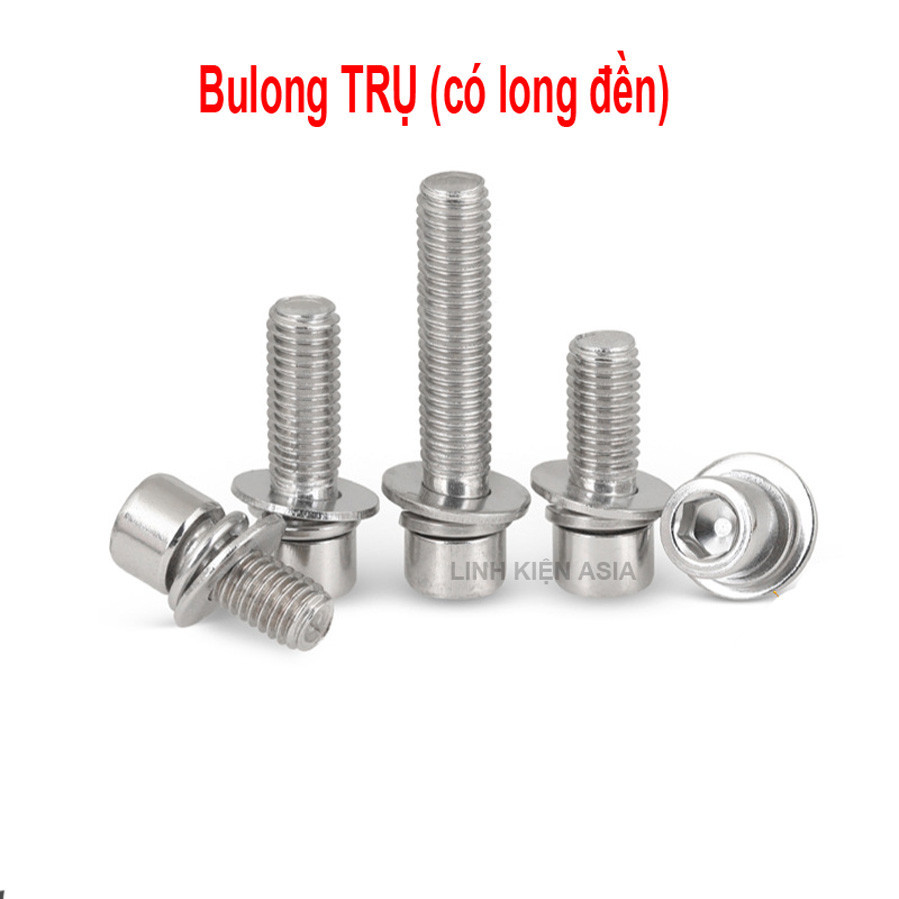Bulong TRỤ (có long đền) lỗ trong lục giác có sẵn vòng đệm inox 201 ...