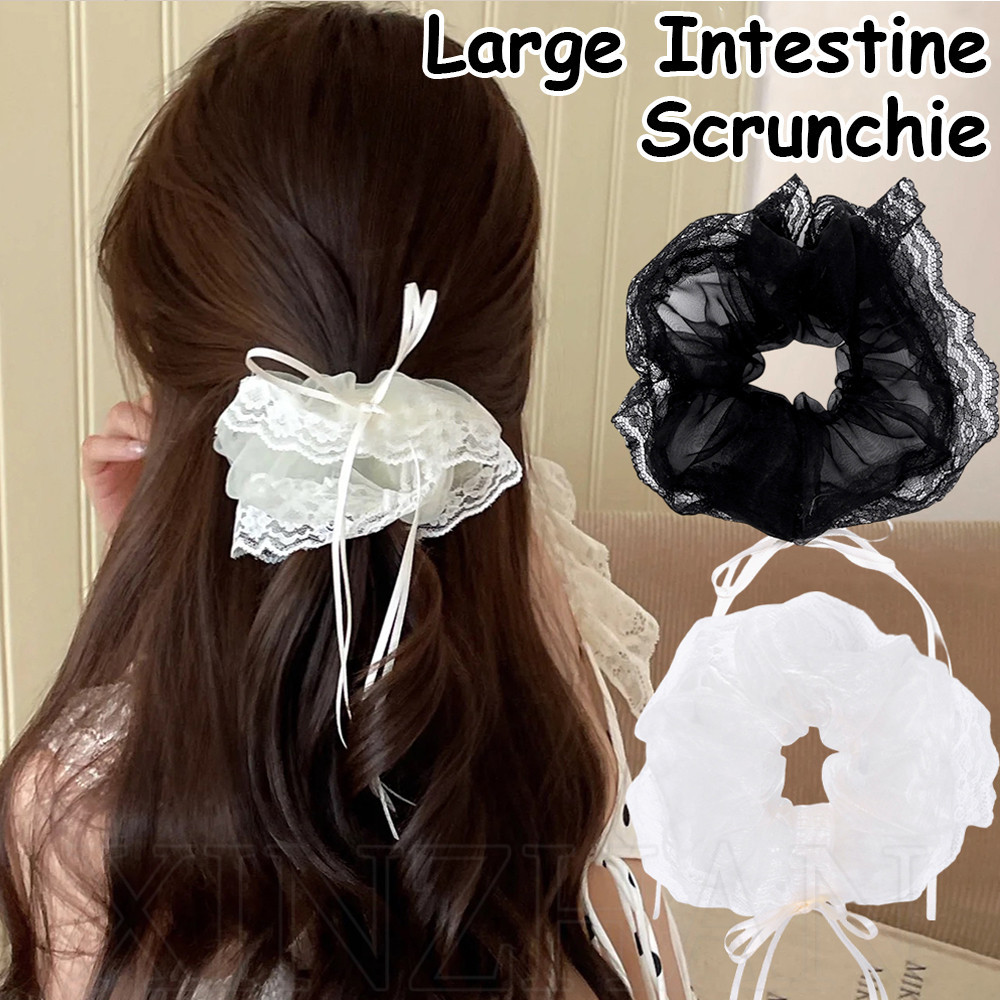 Phụ Kiện Tóc Phổ Biến -Vòng Tóc Organza Ren Nơ Ruy Băng - Ruột Lớn Scrunchie - Dây Cao Su Co Giãn - Giá Đỡ Đuôi Ngựa Cho Bé Gái - Thời Trang Hàn Quốc Thanh Lịch Ngọt Ngào