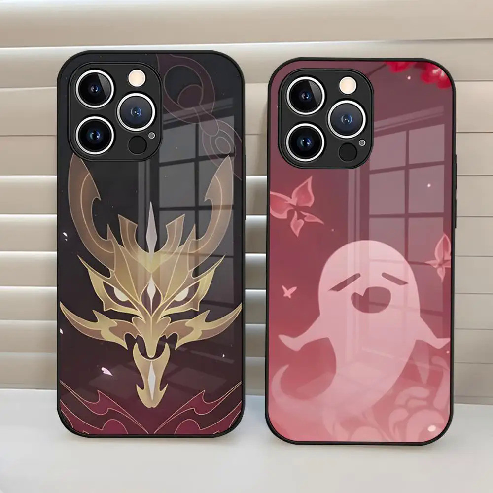 BK-1 Game Genshin Impact Ốp lưng Kính Cường Lực Ốp Lưng Cho iPhone 17,15 Pro Max 14 Pro 12 11 13 Mini X XR XS 8 7 Plus SE 0728