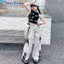 Quần Áo Bé Gái Mùa Hè Trẻ Em Áo Vest Không Tay + Nơ Áo Hai Mảnh Bộ 5-13 Tuổi