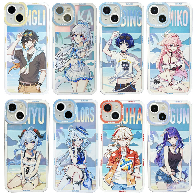 Genshin Impact Ganyu Wanderer Furina Yae Miko Ốp Điện Thoại Tương Thích Cho iPhone 11 12 13 14 15 Pro Max 14 15 Plus Vỏ Hoạt Hình Mắt Thiên Thần TPU Chống Rơi Vỏ Mềm Chống Sốc