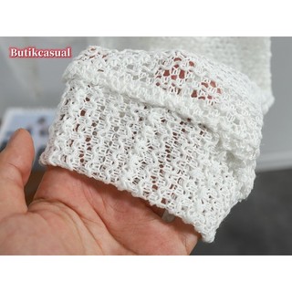 Phụ Nữ Rỗng Che Áo Sơ Mi Cổ Tròn Dài Tay Áo Summe Thời Trang Size Lớn Áo Sơ Mi Đan Ngắn