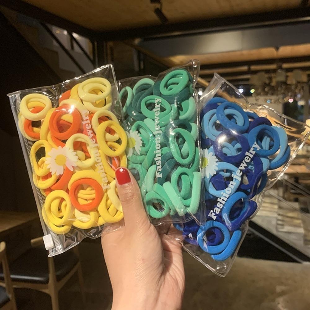 Scrunchie Cao Su Co Giãn 50 Chiếc Bộ, Màu Sắc Thú Vị, Phù Hợp cho Bé Gái và Nữ
