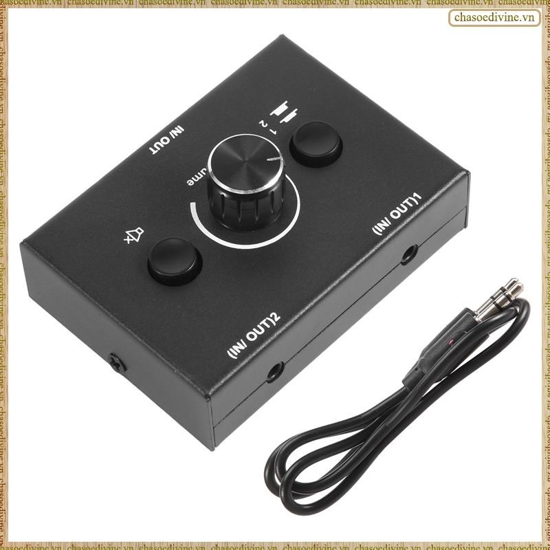 [K O G X] Bộ chuyển đổi âm thanh 3,5 mm, 2 đầu vào 1 đầu ra / 1 đầu vào 2 đầu ra Bộ chuyển đổi bộ chia âm thanh, Hộp chuyển đổi âm thanh, Nút tắt tiếng một phím