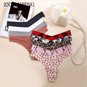Zxyouping 3 Chiếc Ice Silk Liền Mạch Tibak Panti Cho Nữ Quần Bộ Gợi Cảm Hình Chữ V Thấp Eo G Dây In Da Báo Thể Thao Thông Bộ Đồ Lót Bikini