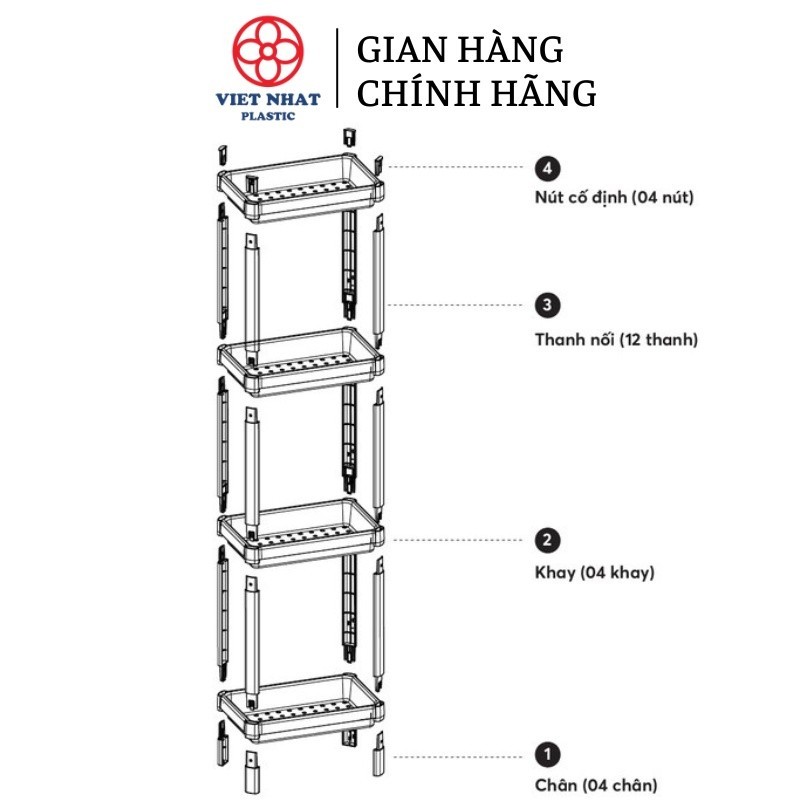 Kệ nhà bếp Osaka Horiko Việt Nhật, kệ nhựa đa tầng 2 tầng 3 tầng 4 tầng xếp gọn gàng siêu bền AMIZIN