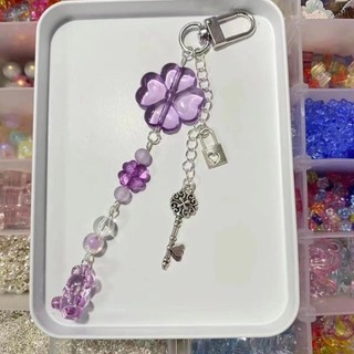 Calico Sang Trọng Nơ Dây Điện Thoại Dễ Thương Bốn Lá Cỏ Ba Lá Điện Thoại Mặt Dây Chuyền Móc Khóa Trang Trí