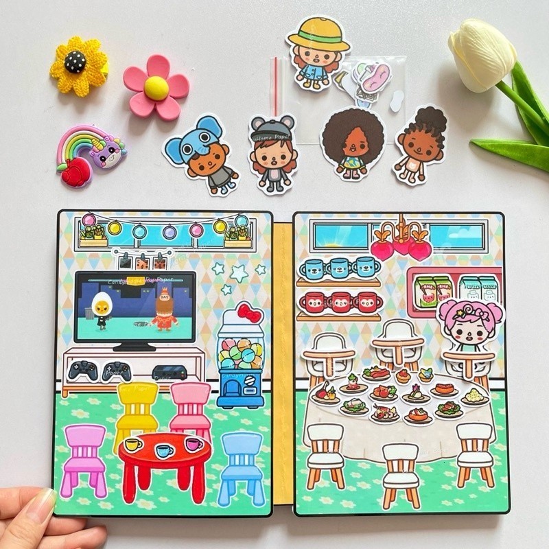 Cuốn Sách Toca Boca 2 Độc Đáo Thú Vị Dành Cho Bé squishy giấy tự làm đồ chơi sách thủ công Đồ Chơi - Squishy - Kuromi