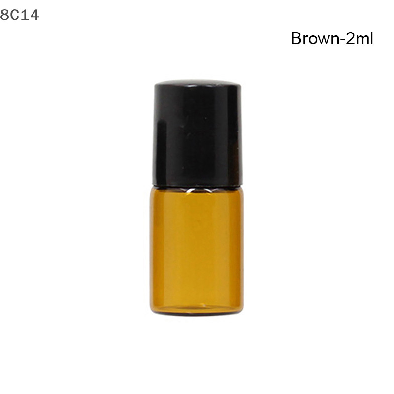 GVERLCRTN 1ml 2ml 3ml 5ml 10ml Chai thủy tinh mỏng màu hổ phách dạng cuộn trên chai rỗng Lọ thử nghiệm mẫu có con lăn [8C]