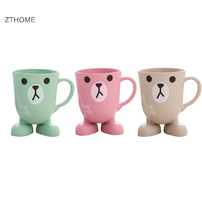 Zthome Nhà Phòng Tắm Tumbler Nước súc miệng Cốc Lúa Mì Rơm Hoạt Hình Động Vật Bàn Chải Đánh Răng Cốc HOT
