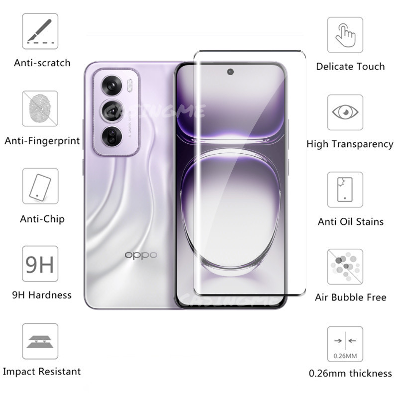 Oppo Reno 13 12Pro 5G 2024 Phim Bảo Vệ Màn Hình 2 Trong 1 Cho Oppo Reno 12 Reno12 OppoReno12 Pro 12Pro Plus 5G 4G 2024 Full Cover Kính Cường Lực Mặt Trước Mặt Sau Ống Kính