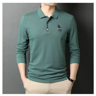 Áo Sơ Mi Polo Tay Dài Thu Đông Nam Ve Áo plus Size Top Trẻ Trung Và Trung Niên Thêu Quần Áo Nam Rời Thường Ngày