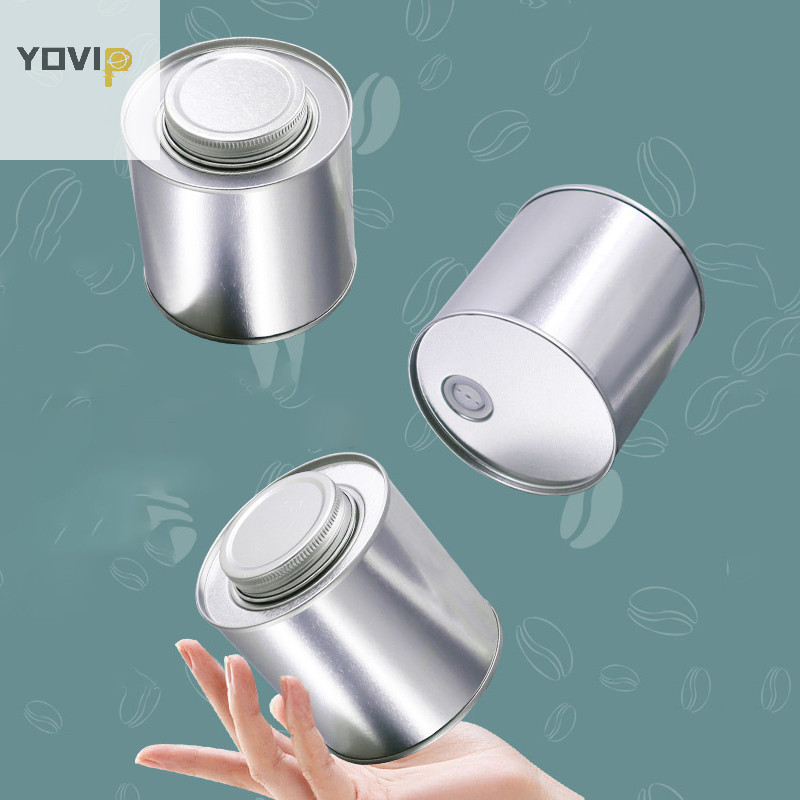 Yovip Bạc Tròn Cà Phê Đậu Bảo Quản Có Thể Nhà Bếp Nắp Vít Cà Phê Đường Thiếc Tổ Chức Hộp Đựng Bao Bì VN