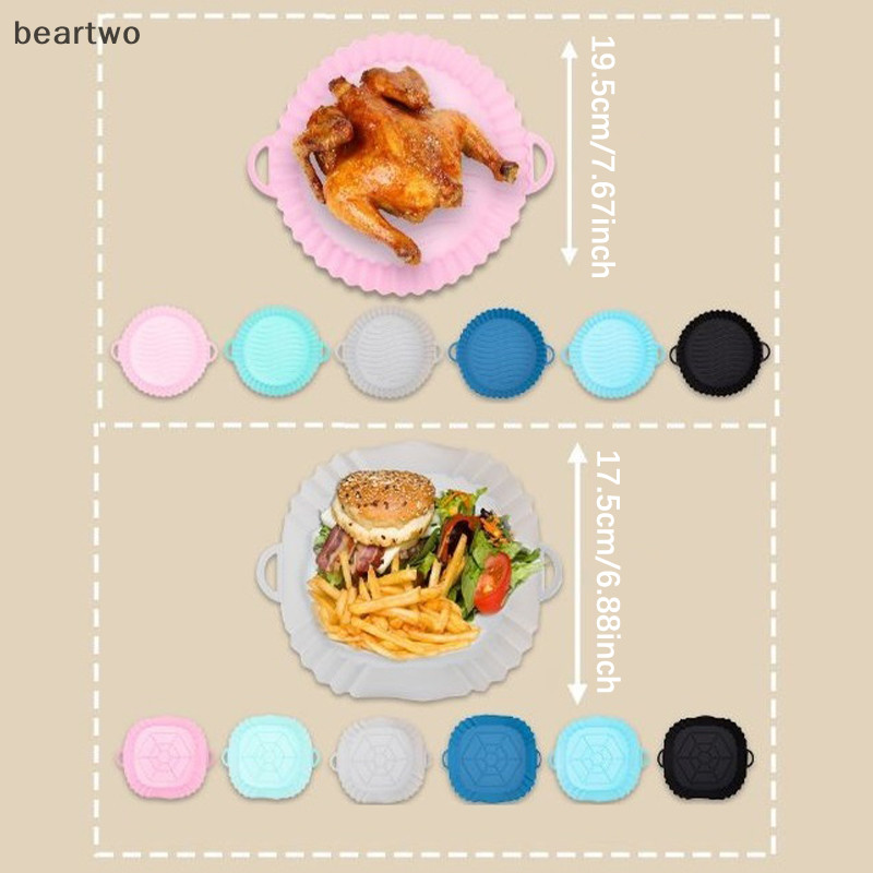 < Beartwo > Giỏ đựng nồi chiên không khí bằng silicon lót lò nướng an toàn chống dính Phụ kiện khay nướng bánh đẹp