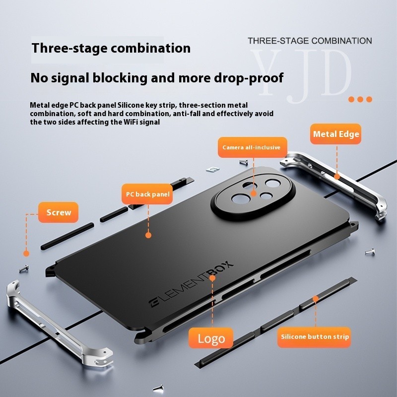 Ốp YJD Cho Honor 200 Pro Kim Loại Nối TPU Mờ Vỏ Điện Thoại Chống Sốc