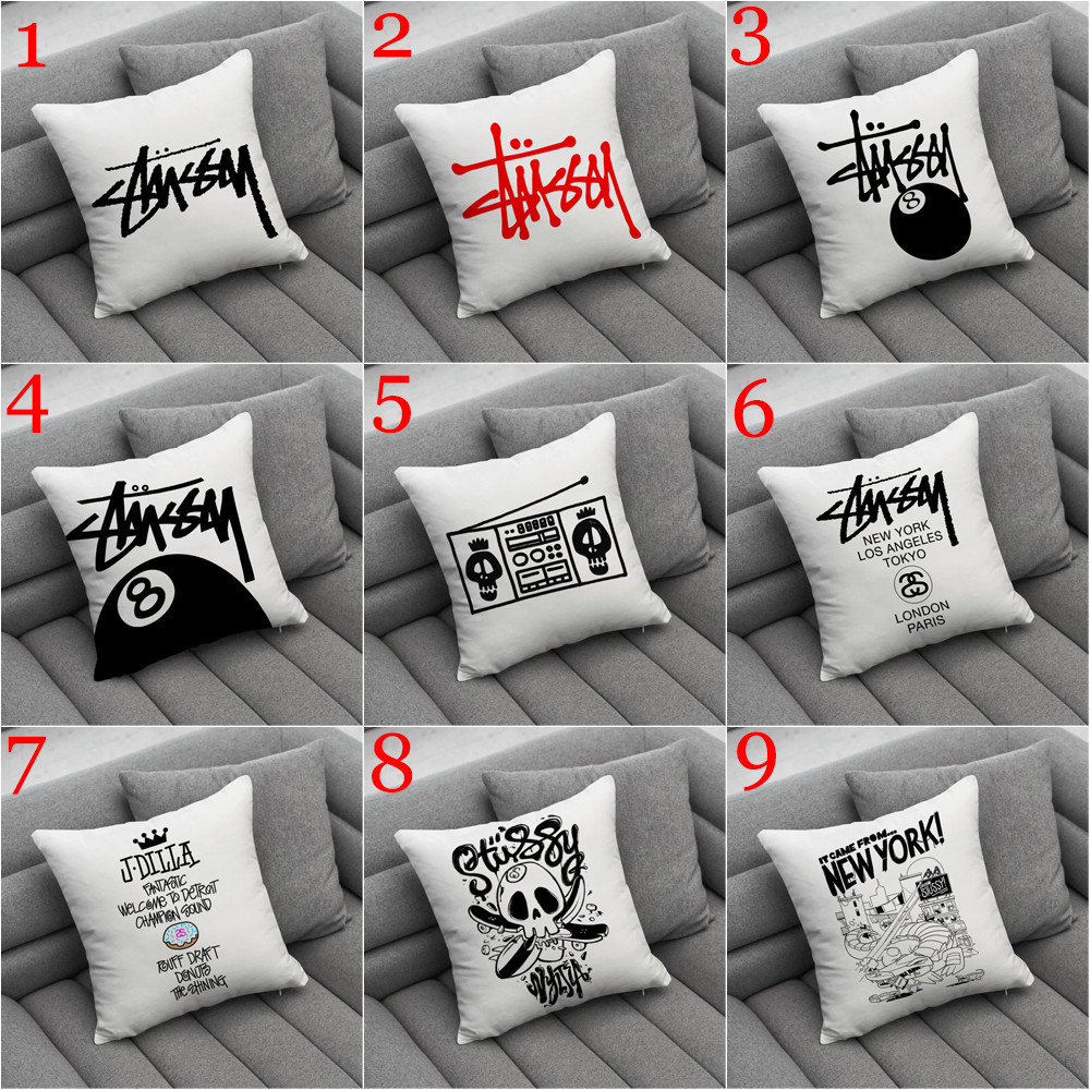 Art Stussy Logo Ném Vỏ Gối In Một Mặt Sofa Phòng Khách Quà Tặng Ô Tô Đệm Quà Tặng Trẻ Em (Không Có Lõi)