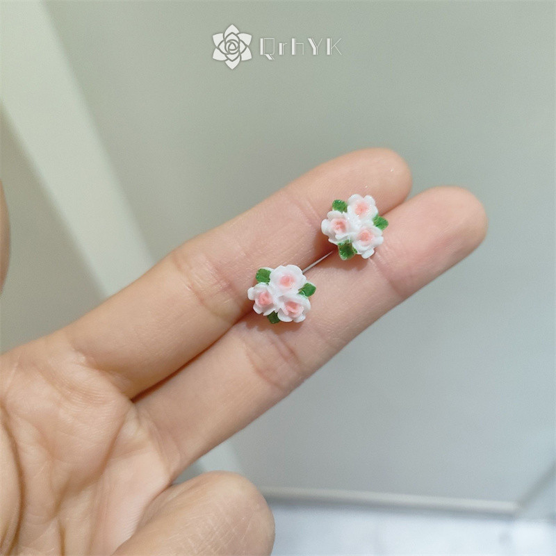 Qrhyk 1 / 4 Túi Bông Tai Hoa Ngọt Ngào Cho Nữ Bé Gái Bông Tai Nhựa Dễ Thương Dự Tiệc Thời Trang Phụ Kiện Trang Sức Quà Tặng Mới