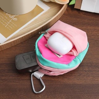 [Còn hàng] Túi lưu trữ NOOKSTORY, Ví đựng tiền xu móc chìa khóa màu Macaron, Mặt dây chuyền di động thông thường Túi đựng tai nghe Mini thể thao