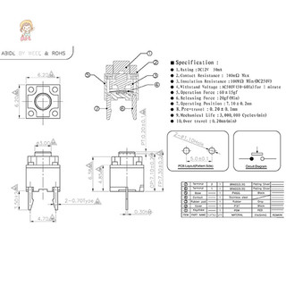 TWE 10 Cái Nút Tắt Tiếng Kailh 6 * 6 * 7.3 Nút Chuột Không Dây Im Lặng Micro VN