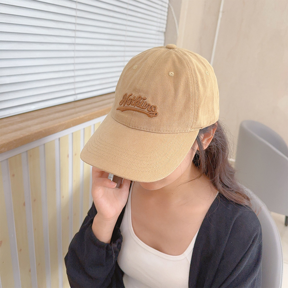 Mũ lưỡi vịt chữ chống nắng - Mũ bóng chày thông thường mùa xuân hè dành cho nữ - Mũ che nắng màu trơn màu be cho bé gái - Thời trang Hàn Quốc, Ngọt ngào mát mẻ, vành rộng, có thể điều chỉnh