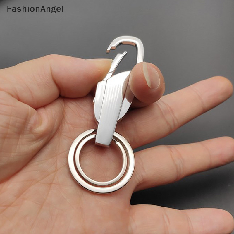 FashionAngel 1Pc Thép Không Gỉ Móc Khóa Thời Trang Cao Cấp Móc Khóa Cá Tính Nam Khóa Ô Tô Nhẫn Giá Đỡ Bạc Đen Quà Tặng TH