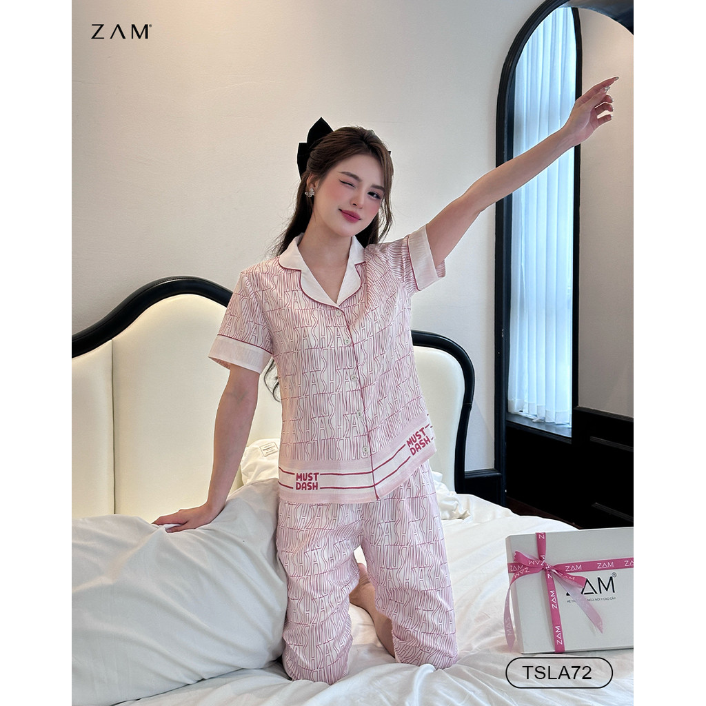 Ảnh BỘ MẶC NHÀ ZAM - TSLA72 - BỘ NGẮN TAY QUẦN LỬNG  MUST DASH HỒNG 4