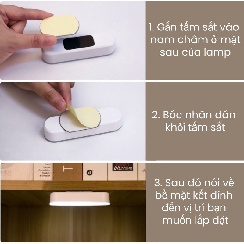 Đèn bàn đa chức năng phòng ngủ nam châm treo tường đèn LED,USB có thể sạc lại,Đèn đọc sách