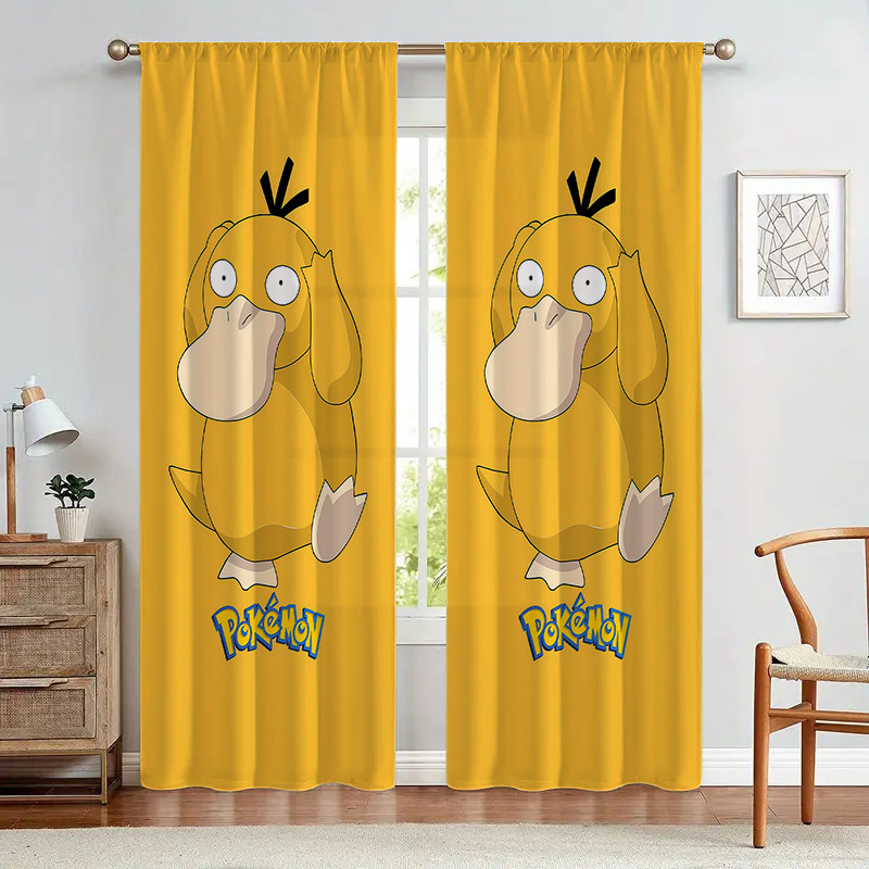 Rèm Pokemon Pikachu, Thích Hợp Cho Phòng Khách, Phòng Ngủ, Máy Có Thể Giặt Màn Polyester 1PC